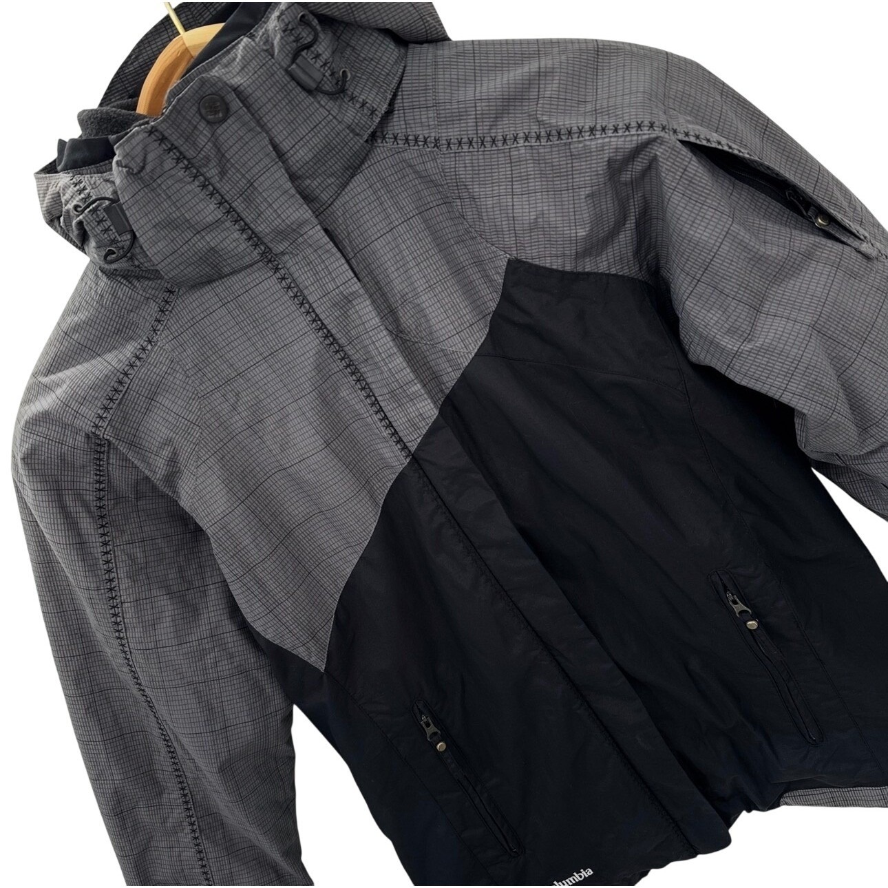 Columbia Omni-Tech Interchange Jacket Women S Grey Black Grid Waterproof